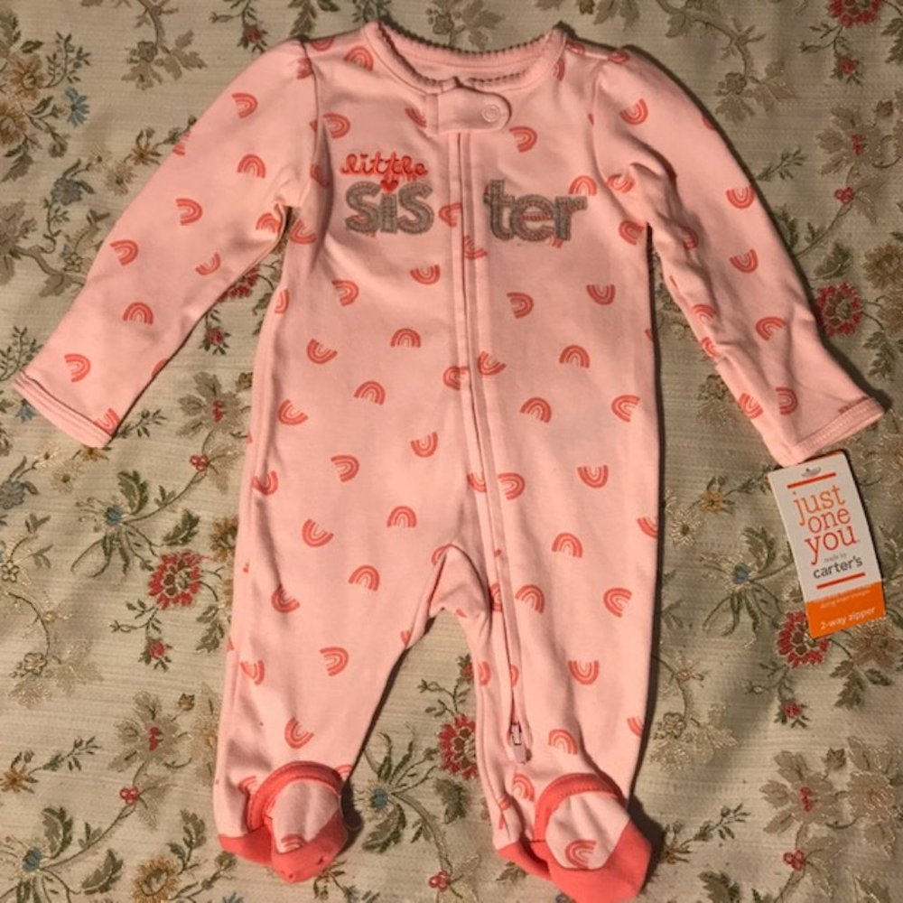 Carter's Just One You Pink Sleeper - 2-Way Zipper - NB